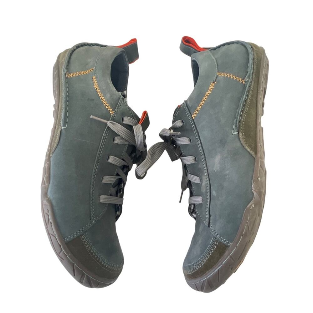 Muk Luks Suede Shoes Sz 13 Men's Leather Lace-up Sneakers Blue Orange Accent - Picture 3 of 9